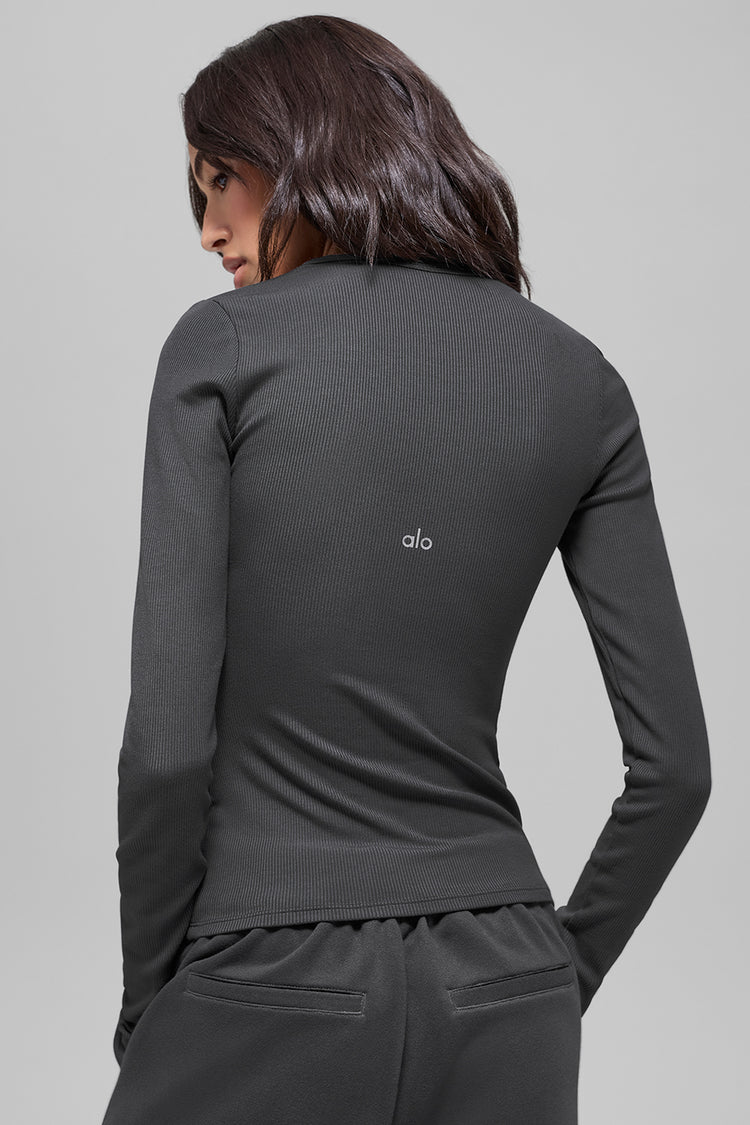 Ribbed Modal Long Sleeve - Anthracite | ALO